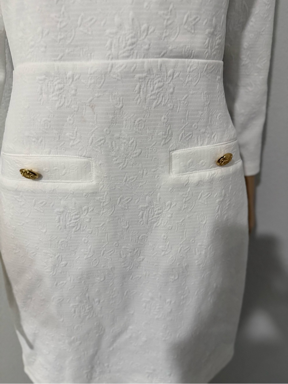 Veronica Beard White Long-Sleeve Mini Shift Dress - Picture 8 of 10